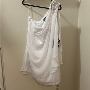 JS Boutique White One-Shoulder Dress with Embellishments
